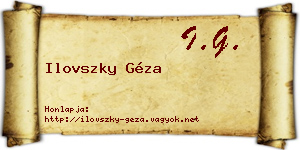 Ilovszky Géza névjegykártya